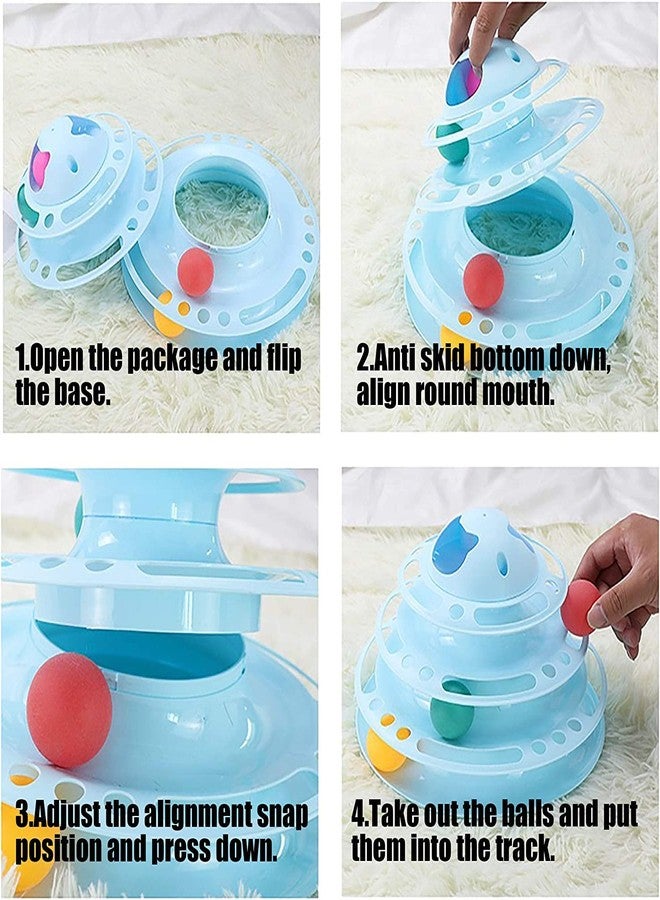 THE DDS STORE Cat Roller Toy Towers Tracks Roller for Indoor Cats with 4 Colorful Balls Interactive Multiple Kitten Fun Exercise Puzzle Toys Cat Teaser Stick- 1 Piece (Color May Vary) - Image 4